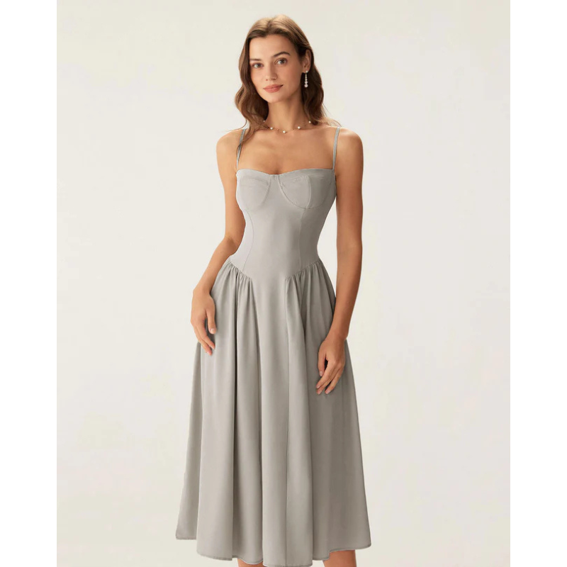 Sofia - Elegant midikjole med firkantet hals