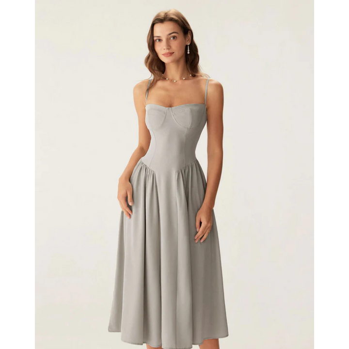 Sofia - Elegant midikjole med firkantet hals