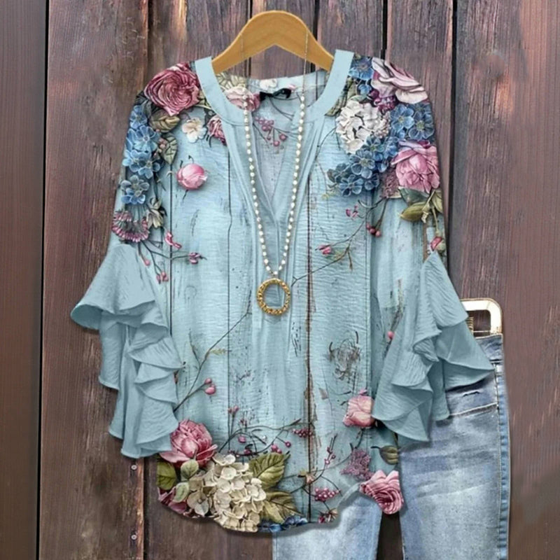 Johanne - Vintage bluse med blomsterprint