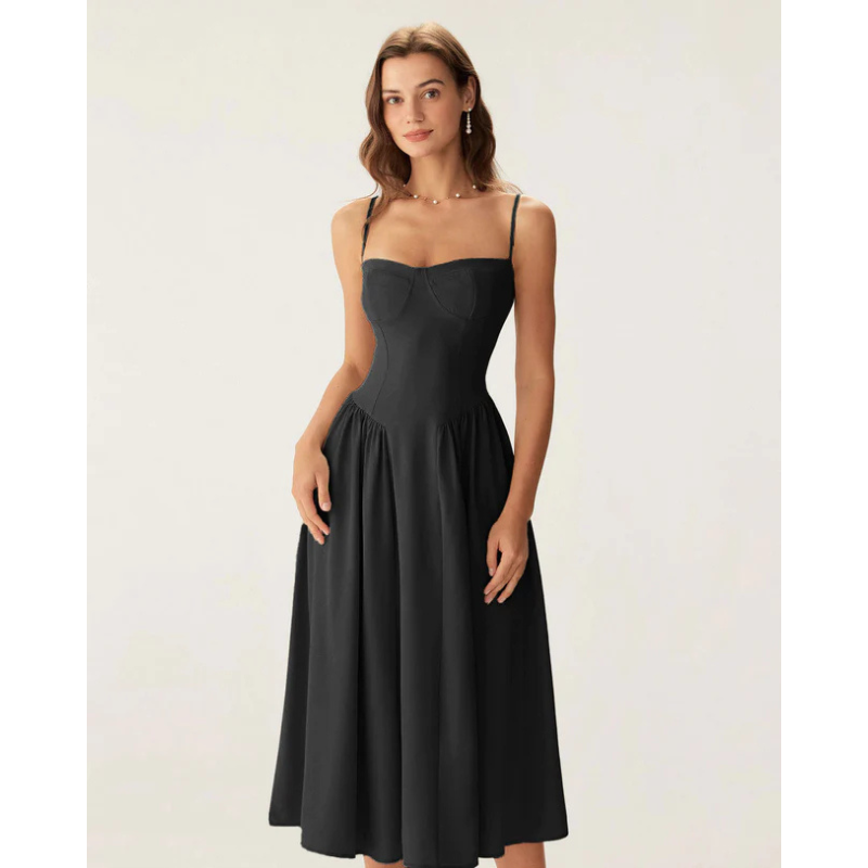 Sofia - Elegant midikjole med firkantet hals