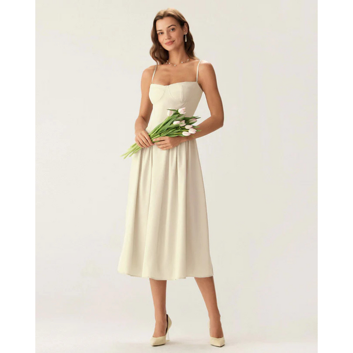 Sofia - Elegant midikjole med firkantet hals