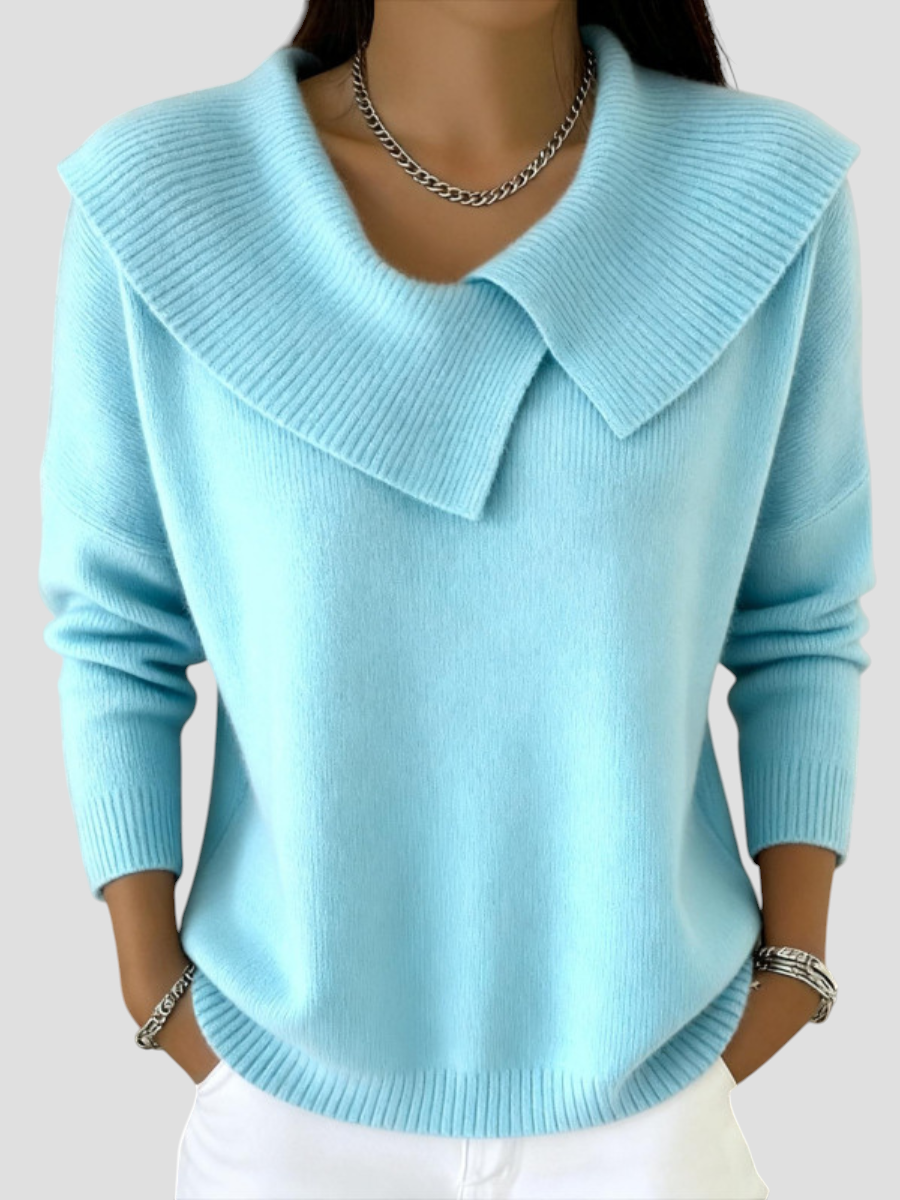 Lucia - Strikket sweater med maxi krave