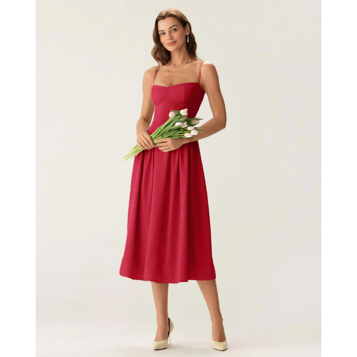 Sofia - Elegant midikjole med firkantet hals