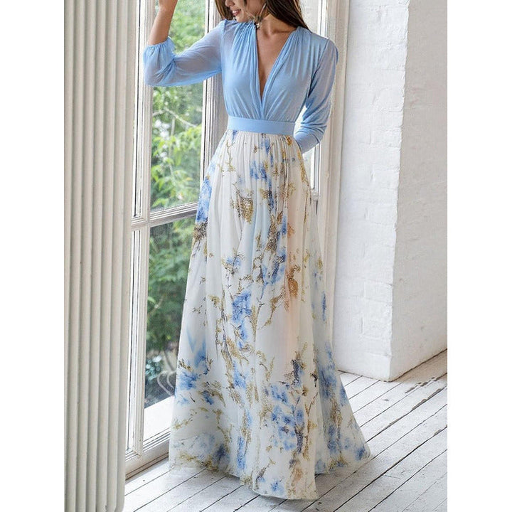 Tess - Lang kjole med blomsterprint