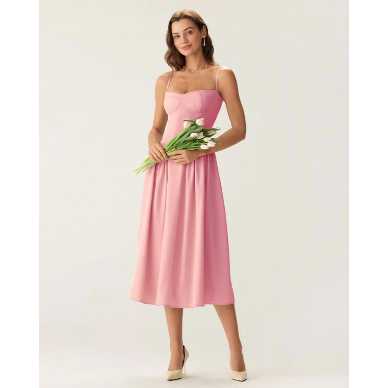 Sofia - Elegant midikjole med firkantet hals