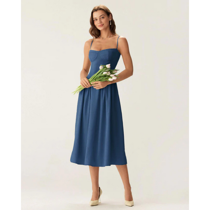 Sofia - Elegant midikjole med firkantet hals