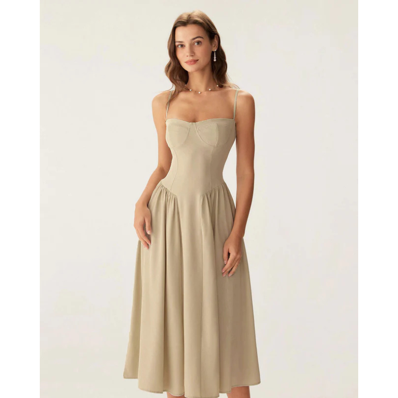 Sofia - Elegant midikjole med firkantet hals