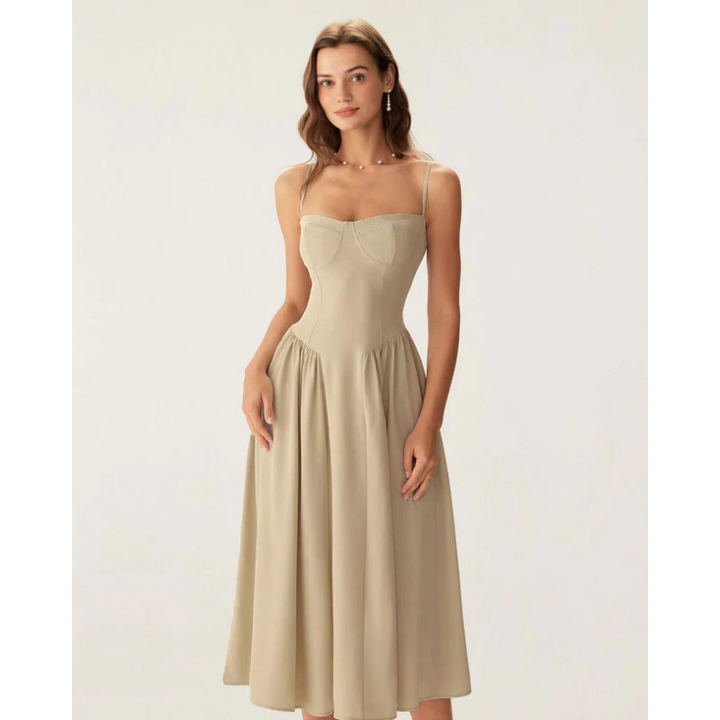 Sofia - Elegant midikjole med firkantet hals