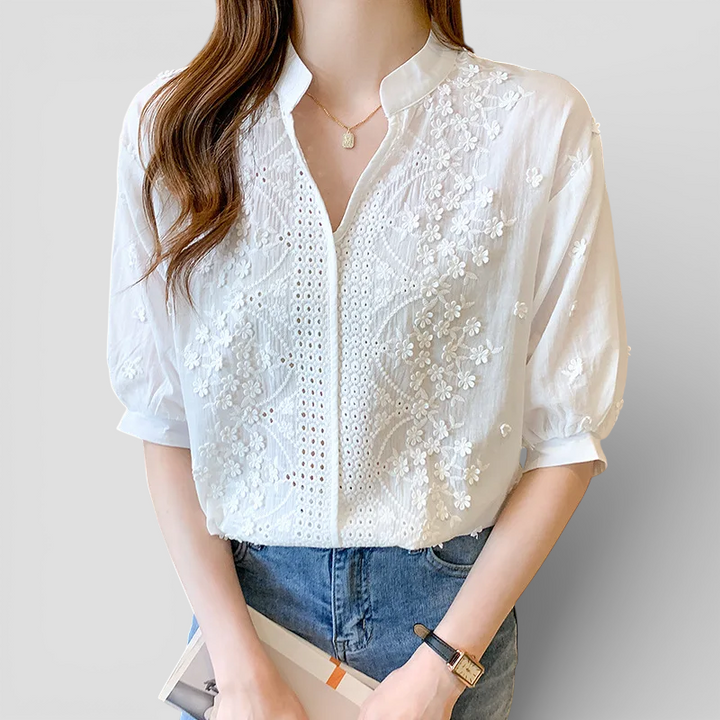 Cambria - Broderet bluse