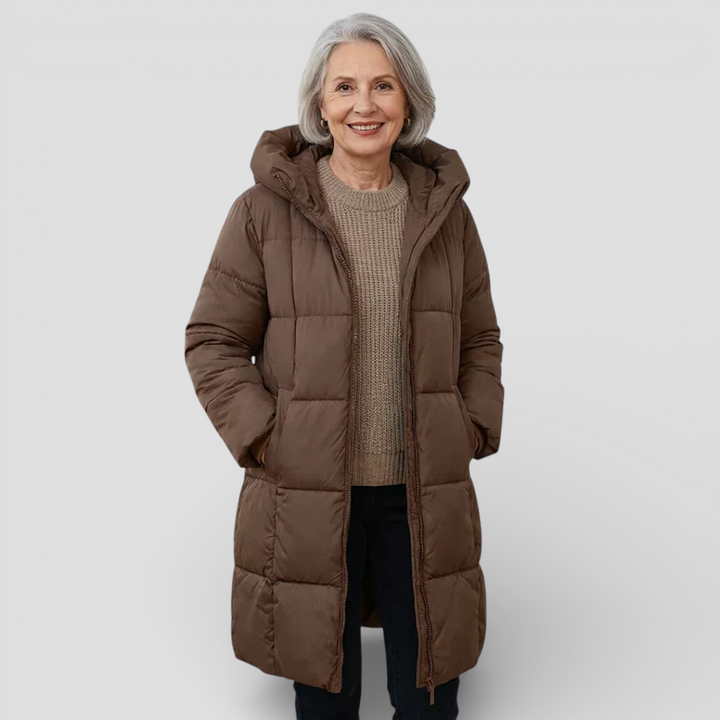 Campbell - Lang quiltet jakke med hætte