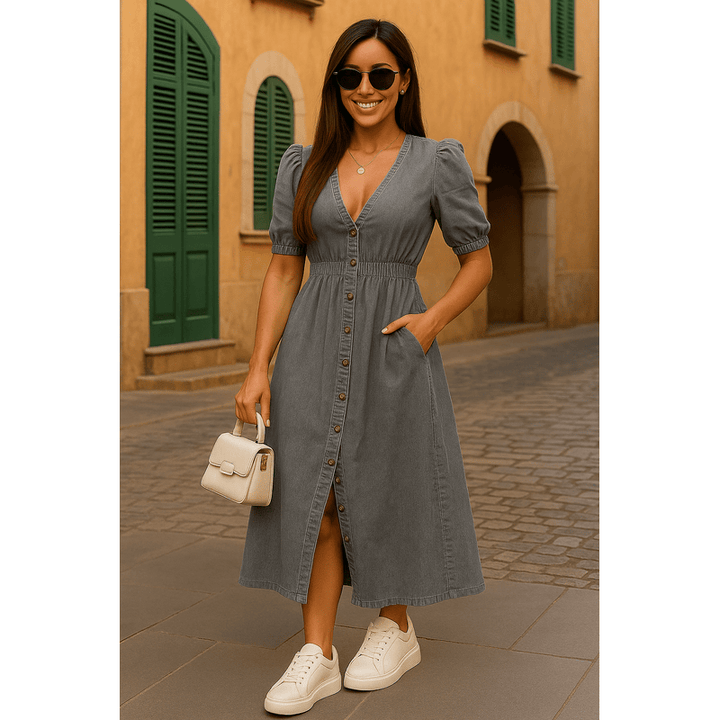 Clara Belle - Elegant kjole med knapper