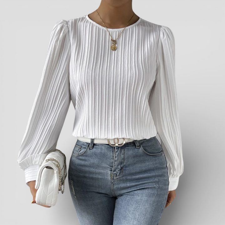Dania - Carly plisseret langærmet bluse