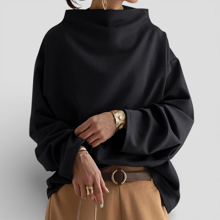 Elly - Blød strikket top med høj hals