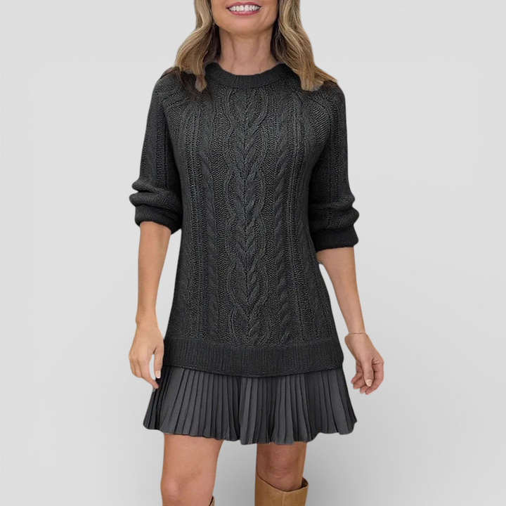 Gaëlle - Sweaterkjole med plisseret nederdel