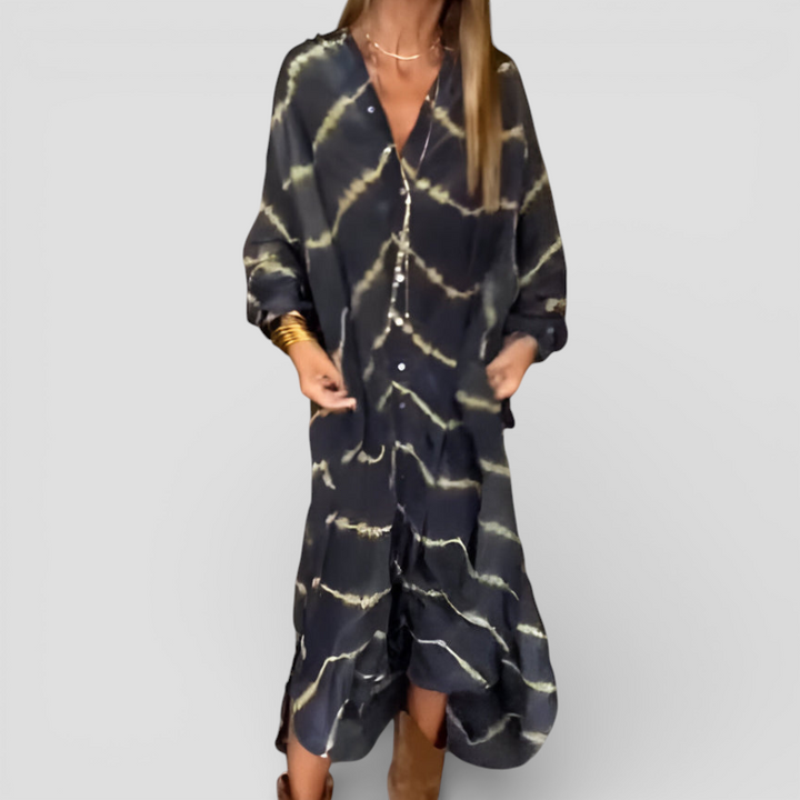 Julia - Stribet boheme-maxi-kjole