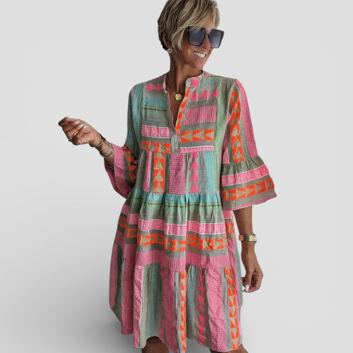 Juliane - Boho swingkjole med lag på lag