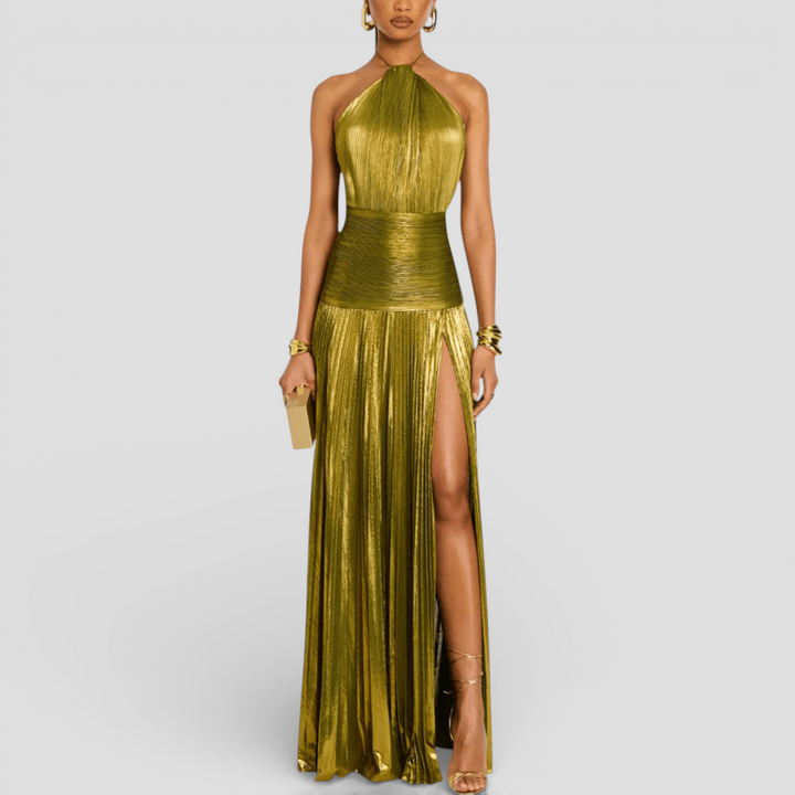 Lorette - Metallic-kjole med åben ryg