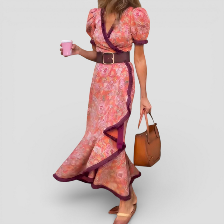 Lotte - Elegant lyserød maxikjole