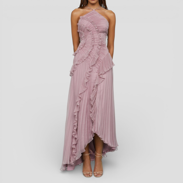 Mireva - lang, flydende kjole med havstrømsmønster