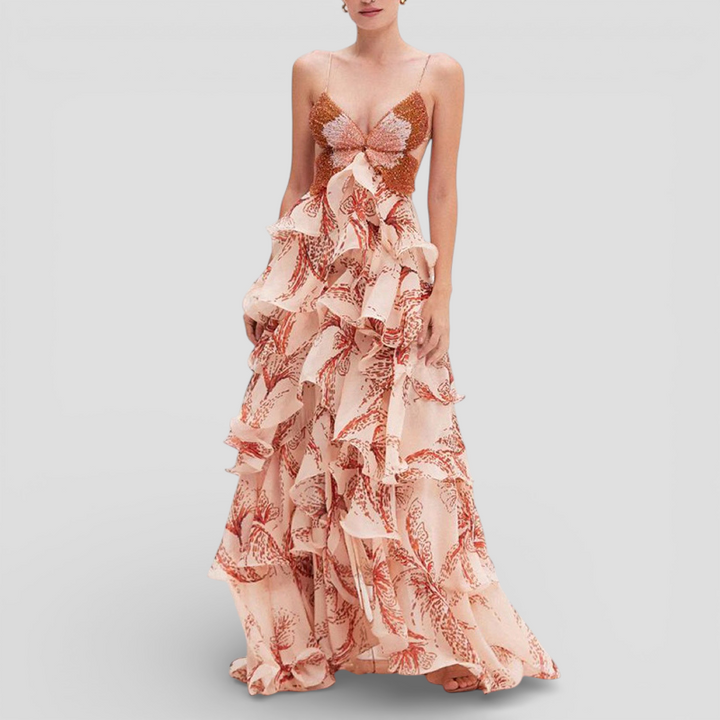 Nahia - Elegant kjole med flæser