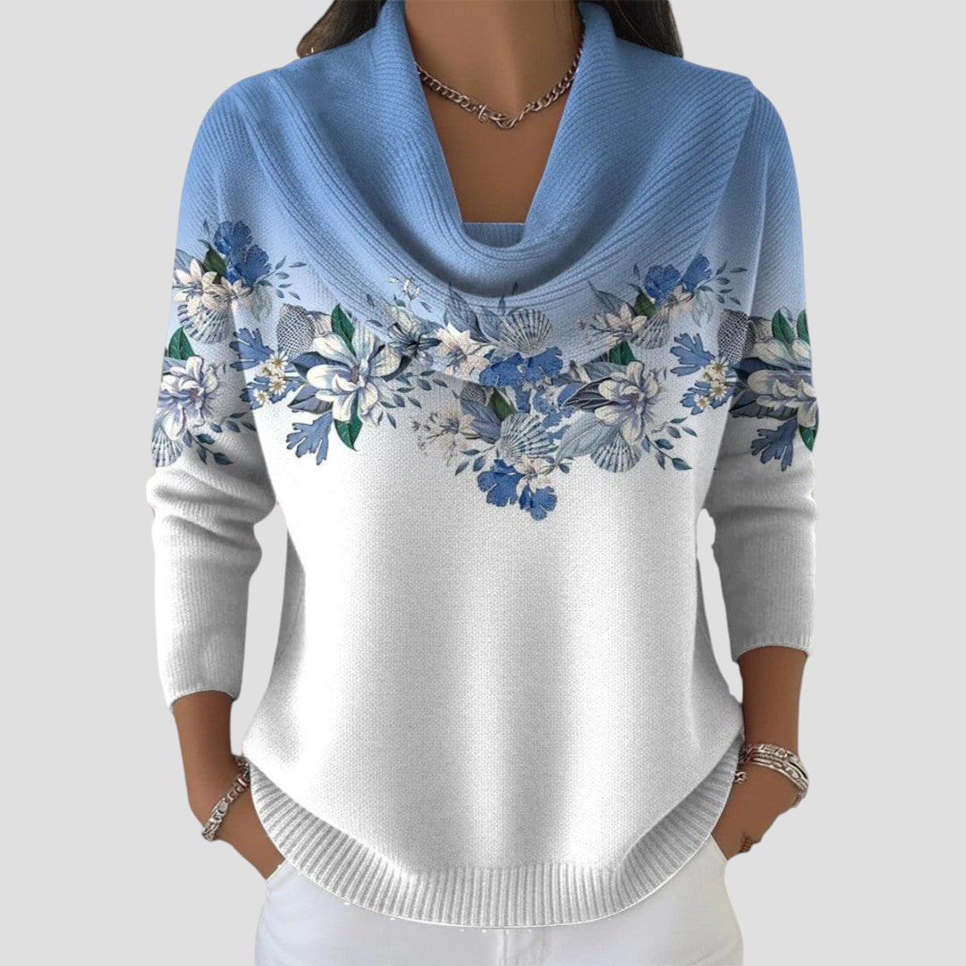 Amore - Botanisk mønstret strikbluse