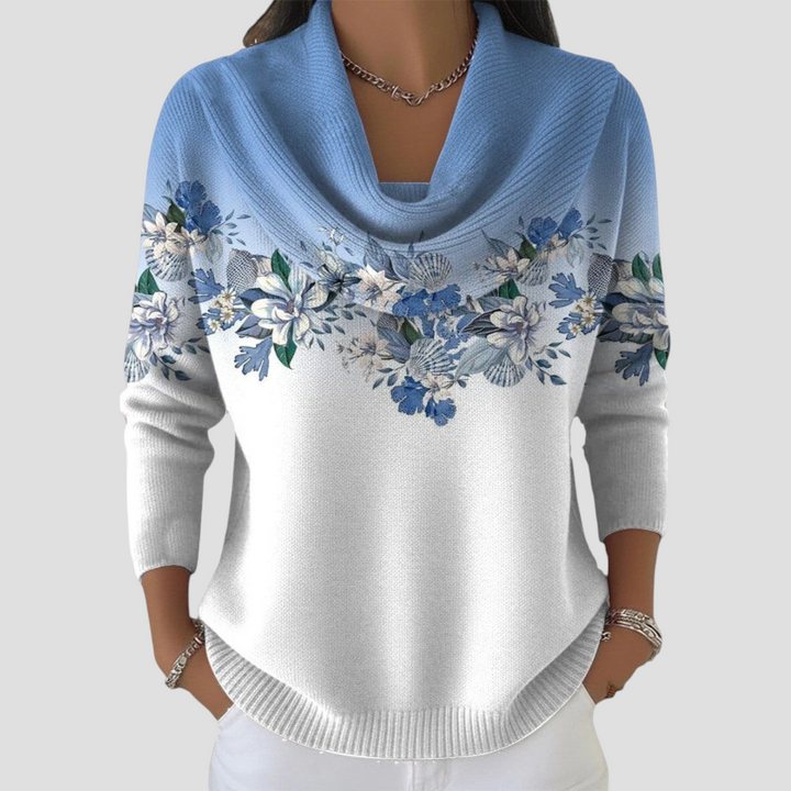 Amore - Botanisk mønstret strikbluse