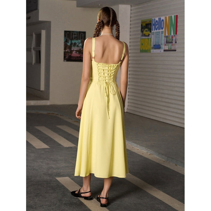 Vela - Cami-kjole med rynket bryst og slids i låret