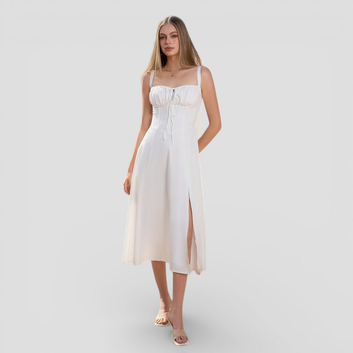 Vela - Cami-kjole med rynket bryst og slids i låret