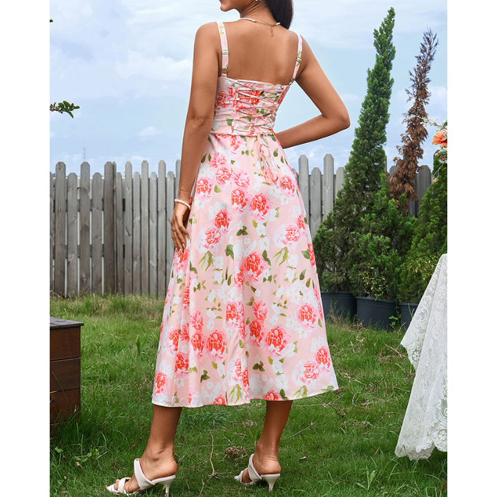 Vela - Cami-kjole med rynket bryst og slids i låret