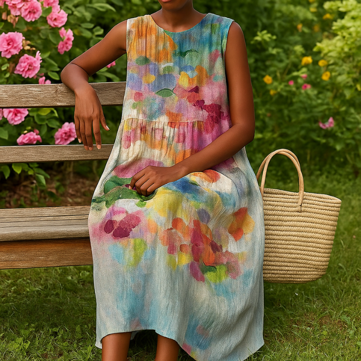 Maja - Farverig vintage-kjole