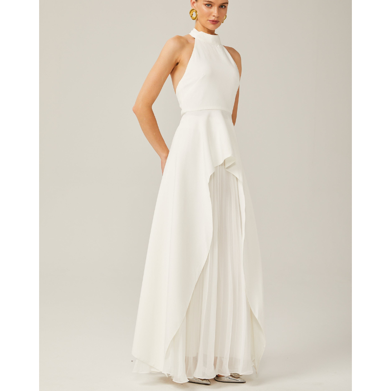 Inés - Lagdelt halterneck-kjole