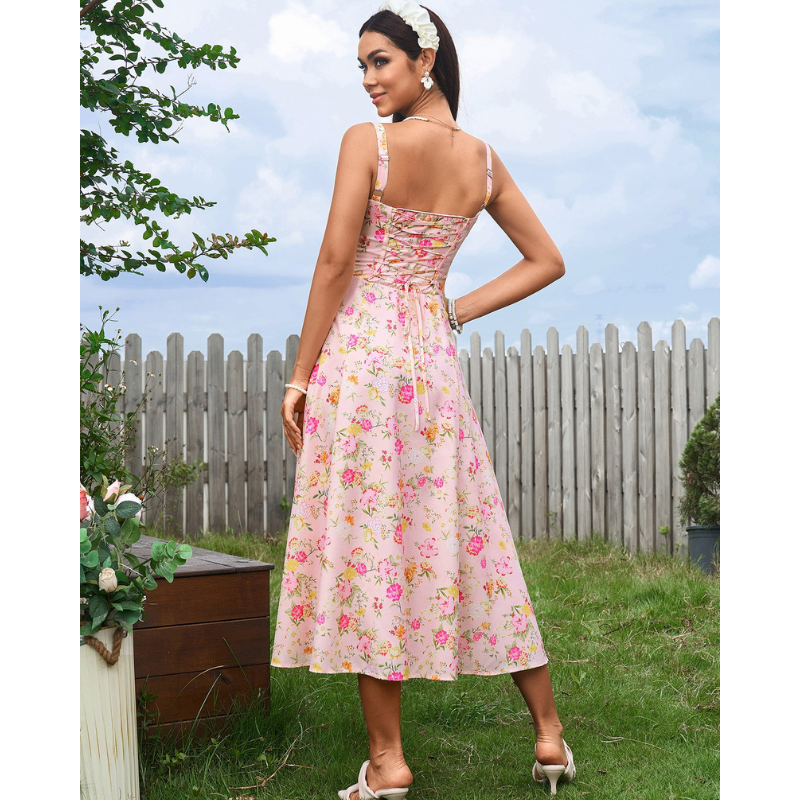 Vela - Cami-kjole med rynket bryst og slids i låret