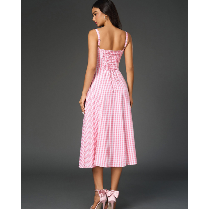 Vela - Cami-kjole med rynket bryst og slids i låret