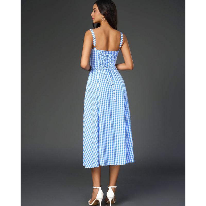 Vela - Cami-kjole med rynket bryst og slids i låret