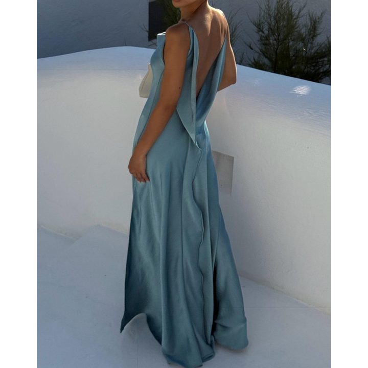 Malou - Sexet og elegant maxikjole med høj slids i siden