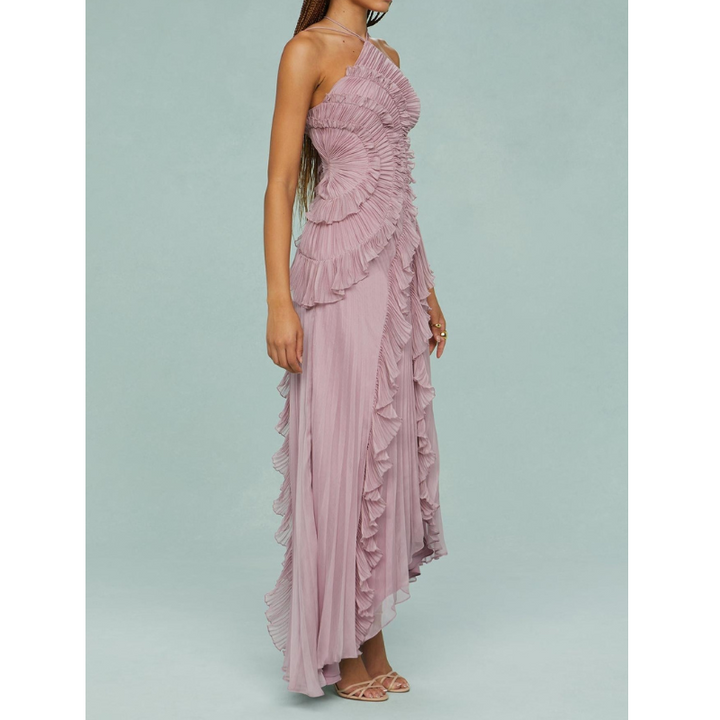 Mireva - lang, flydende kjole med havstrømsmønster