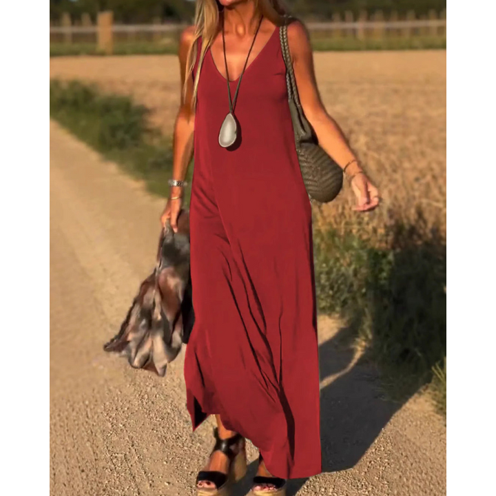 Evelyne - Elegant lang ærmeløs kjole