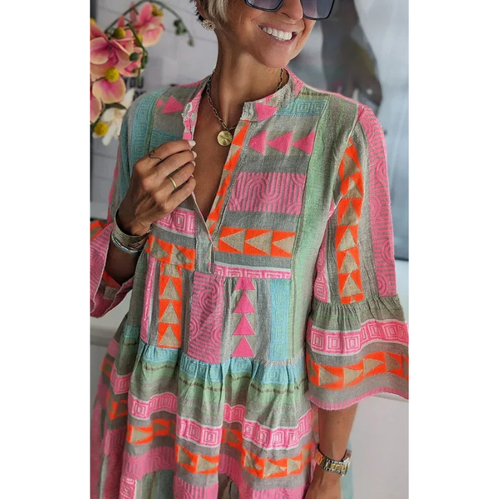 Juliane - Boho swingkjole med lag på lag