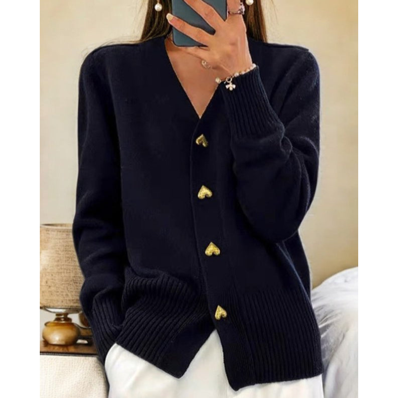 Adele - Blød cardigan med hjerteknapper