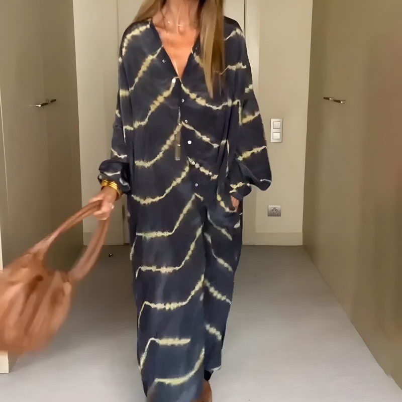 Julia - Stribet boheme-maxi-kjole