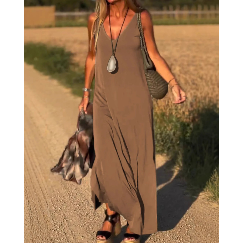 Evelyne - Elegant lang ærmeløs kjole