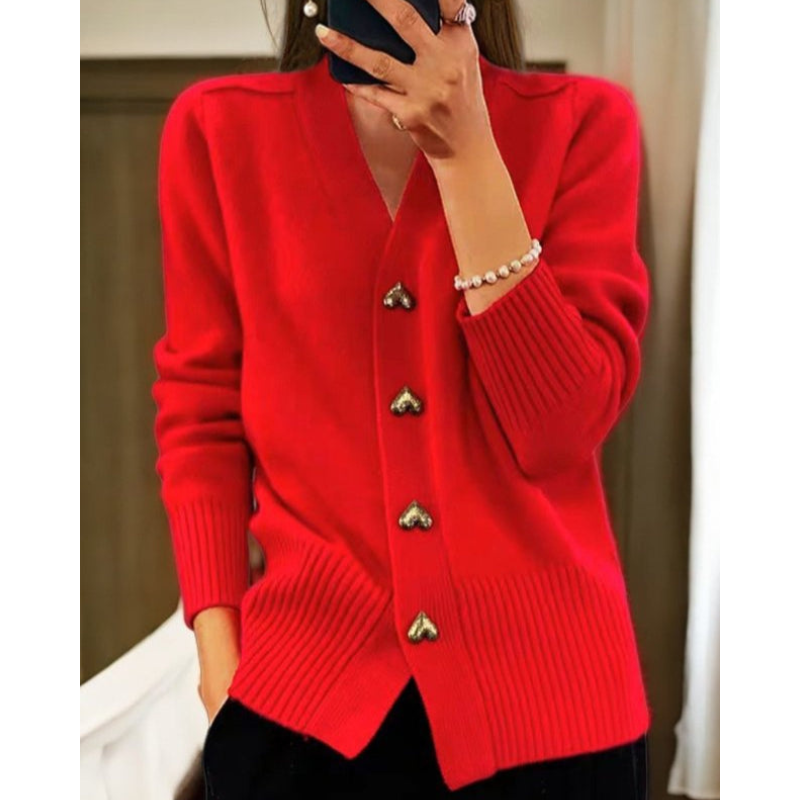 Adele - Blød cardigan med hjerteknapper