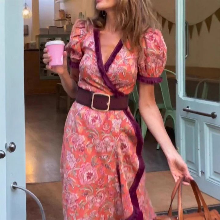 Lotte - Elegant lyserød maxikjole