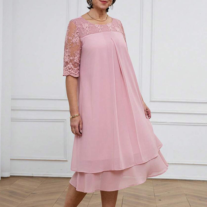 Frey - Kjole Moderne og elegant Blonder Midilang ærme