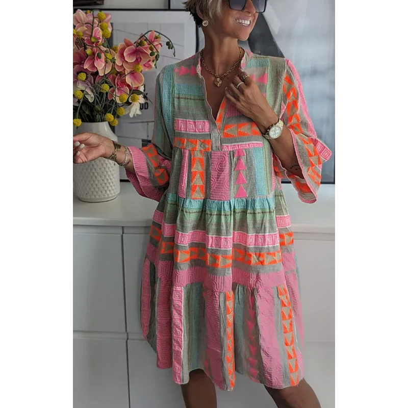 Juliane - Boho swingkjole med lag på lag