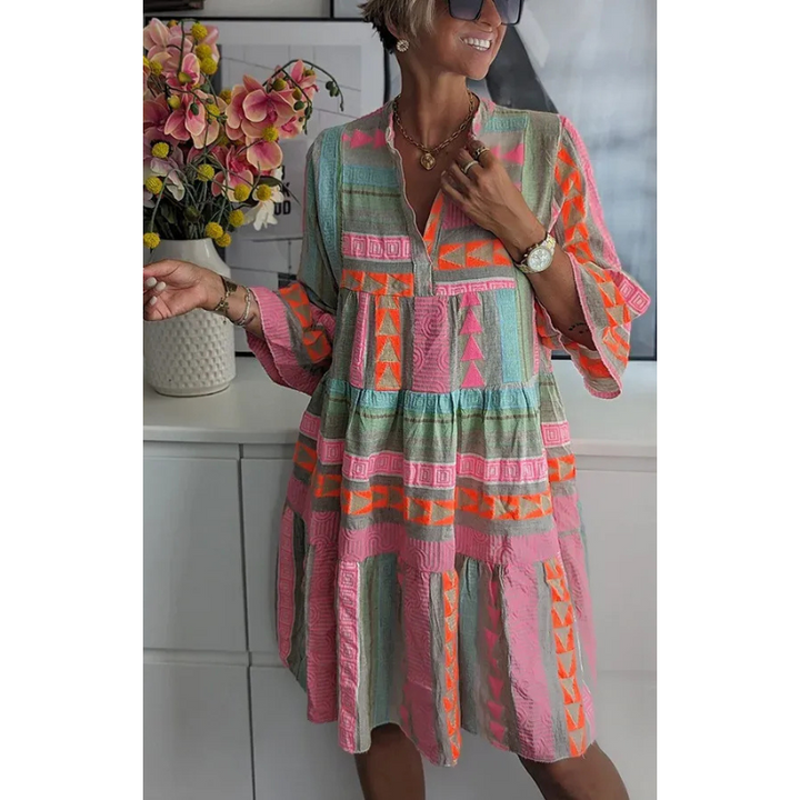 Juliane - Boho swingkjole med lag på lag