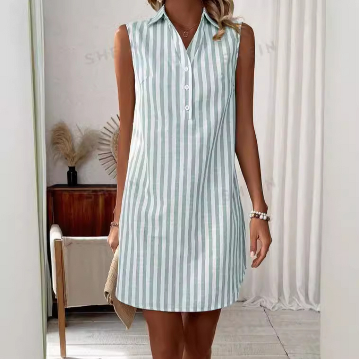 Annemiek - Elegant stribet skjortekjole