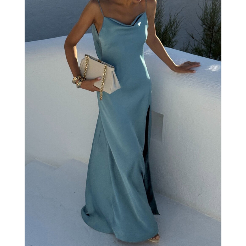 Malou - Sexet og elegant maxikjole med høj slids i siden