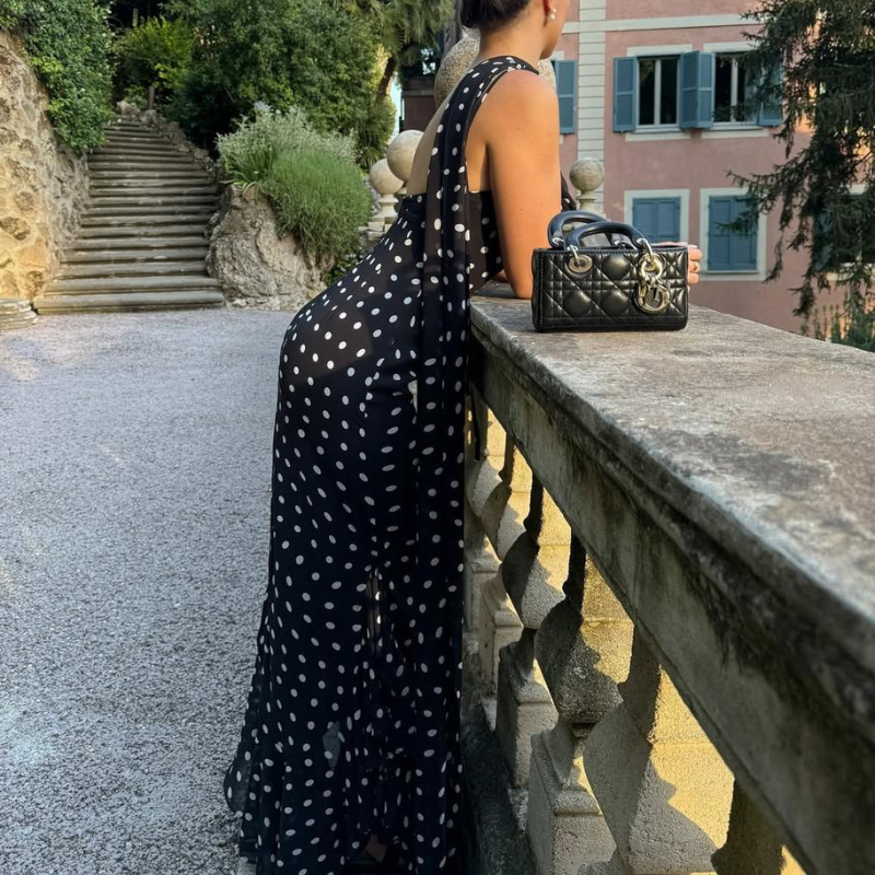 Almeta - Polka Ruffle Maxi Dress