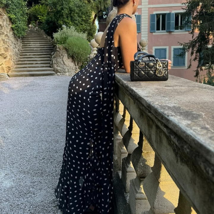 Almeta - Polka Ruffle Maxi Dress